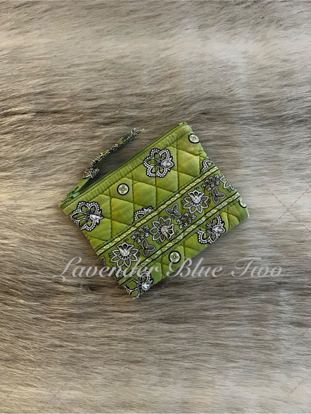Vintage VERA BRADLEY Bandana Lights Kiwi 2001 Zipper Coin Purse Green Floral Y2K